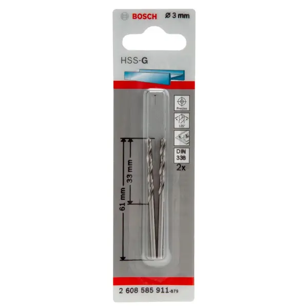 Bosch - 2608585911 HSS-G 金屬鑽咀 3mm x 61mm (2件裝)