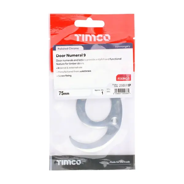 Timco Messing Deurnummer - Gepolijst Chroom 75 mm