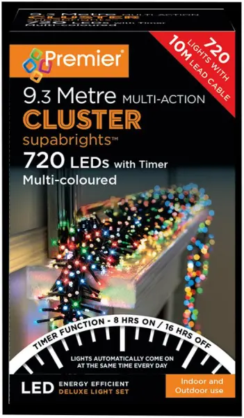 Raraion 720 LED Multicolour Christmas Lights with Timer, 9.3m