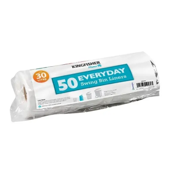 Kingfisher Everyday White Swing Bin Liners 30L 50pk