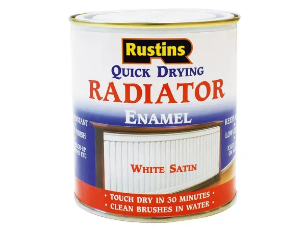 Rustins Pintura Esmalte para Radiadores de Secado Rápido, Blanco Satén, 250ml