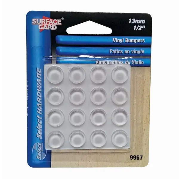 Surf Surface Gard Clear Vinyl Round Pads, 13 mm, 16 Pack