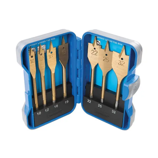 Silverline Titanium-Coated Flat Bit Set, 7-Piece (10-32mm)