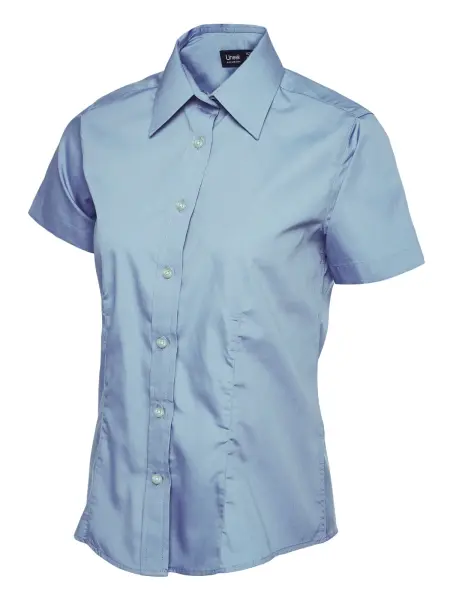 Uneek Camisa de Mujer Manga Corta en Popelina Azul Claro Talla 3XL