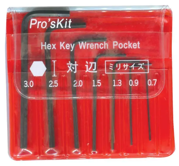 PRO'S KIT Hex Key Set 7 Piece, Metric Miniature, Hardened Steel