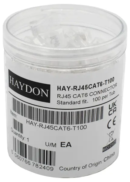 HAYDON RJ45 Cat6e Plugs, Pack of 100