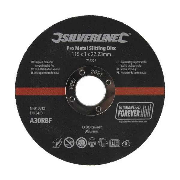 Disco de Corte para Metal Silverline Pro, Pack de 10, 115 x 1 x 22,23 mm