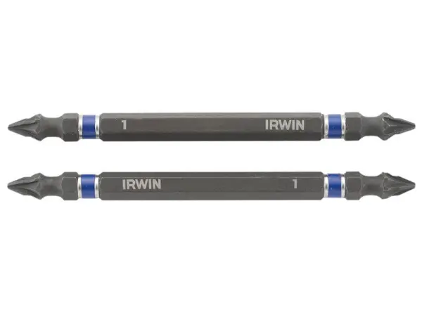 IRWIN Impact Double-Ended Screwdriver Bits PZ1, 100mm (Pack of 2)