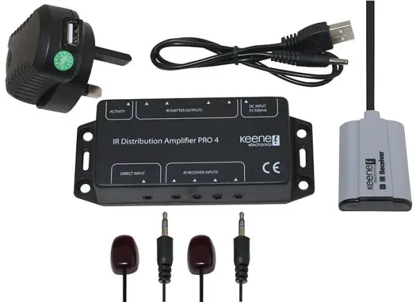 Amplificateur de distribution infrarouge KEENE IRPKIT PRO4 avec 4 entrées récep