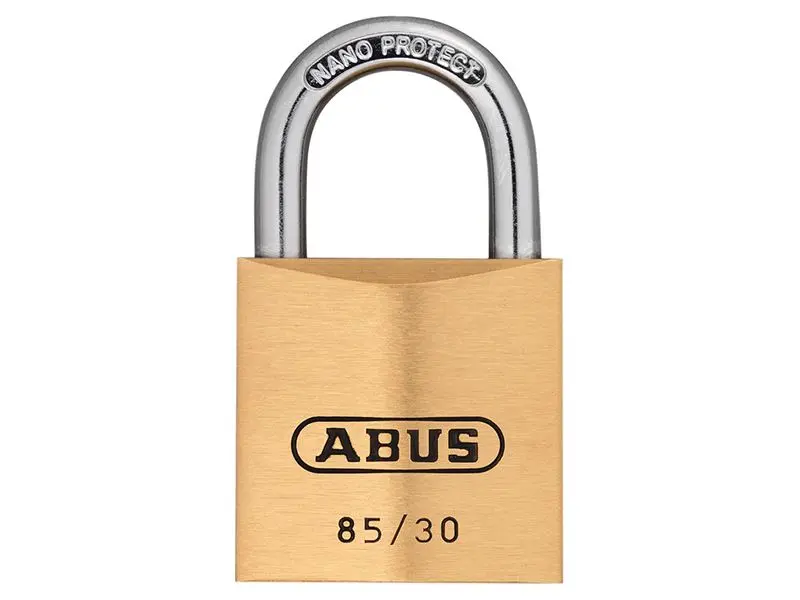 ABUS 85/30mm Messing Hangslot met Stalen Beugel, 30mm