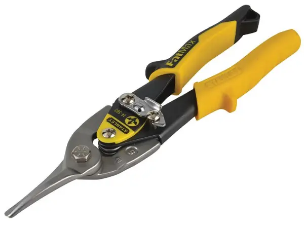 Stanley Yellow Aviation Snips & Holster, Straight Cut, 250mm