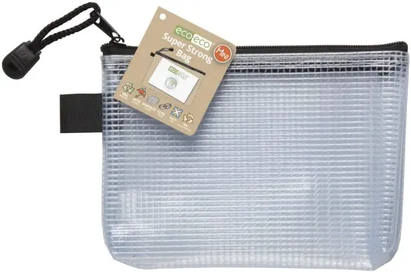 ECO-ECO Mini 95% Recycled Super Strong Water Resistant Zipped Bag A6 Clear