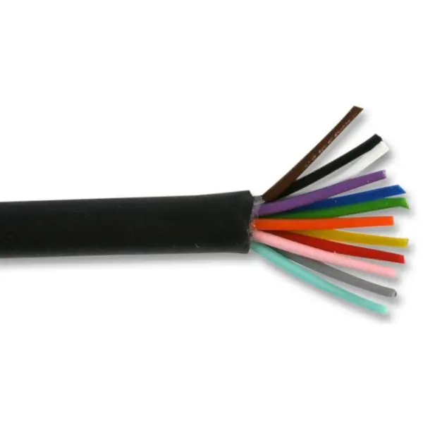 PRO ELEC 16-2-12A 12 Core Unscreened Electrical Cable, 0.2mm², Black - 25m