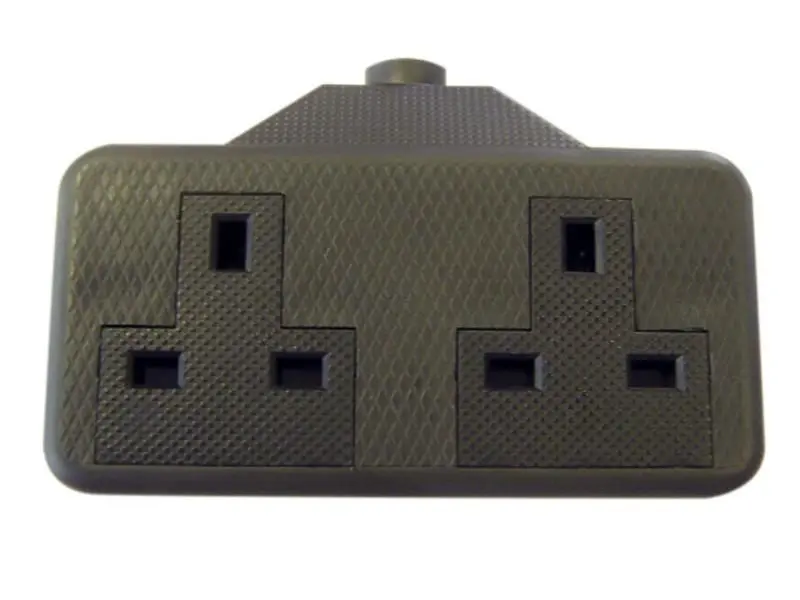 Dencon 13A 2-Gangs Verlengstopcontact, Zwart