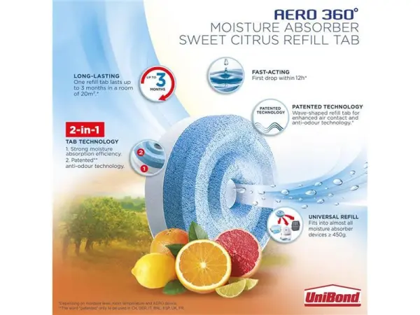 UniBond AERO 360° Moisture Absorber Citrus Refills (Pack of 2)