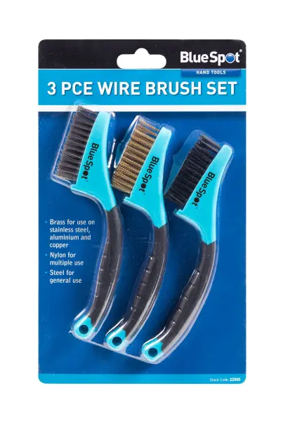 Ensemble de 3 brosses métalliques Blue Spot Tools - Laiton, nylon et acier