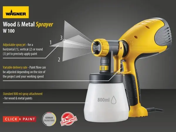 Wagner W100 Wood & Metal Sprayer, 280W, 800ml