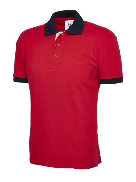 Uneek Unisex Contrast Polo Shirt - Red - 3XL