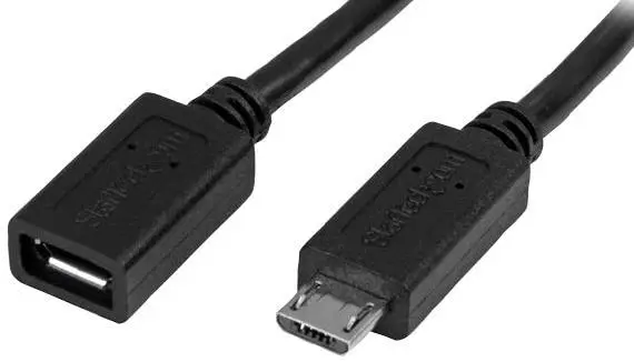 STARTECH Micro USB Extension Lead, Male to Female, 0.5m, Black