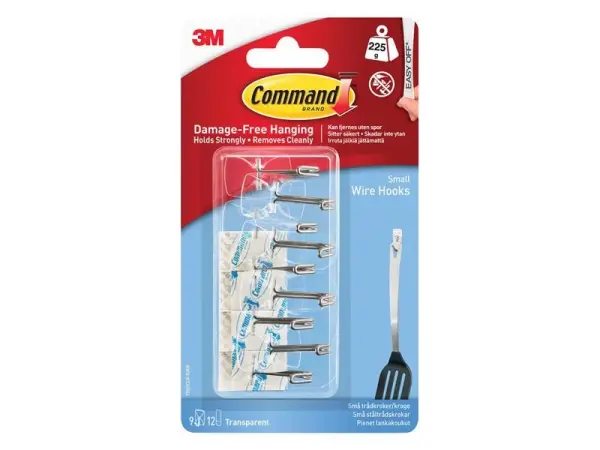 Command Small Clear Wire Hooks Value Pack (9 Pack)