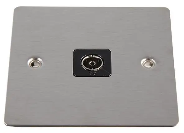 Volex Accessories TV Coaxiale Aansluiting, Platte Plaat, Geborsteld RVS