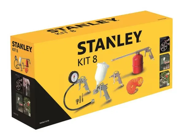 Kit de Ferramentas Pneumáticas 8 Peças STANLEY® com Mangueira e Pistolas