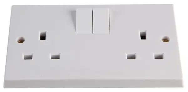 VOLEX 13A 2 Gang Double Pole Switched Socket, White
