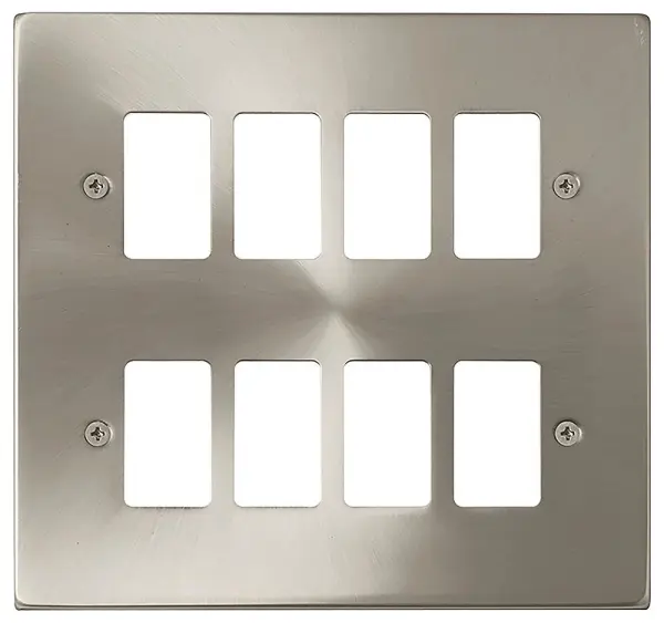 GRIDPRO Deco 8 Gang Frontplate, Satin Chrome