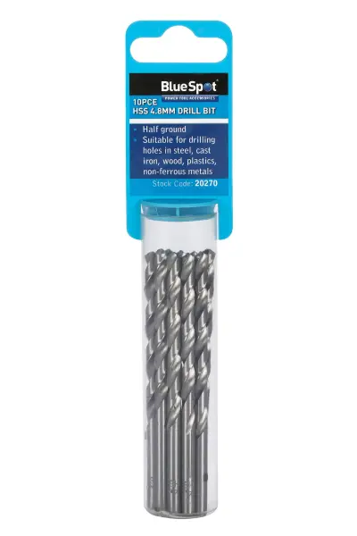 Ensemble de 10 mèches HSS Blue Spot, 4,8 mm