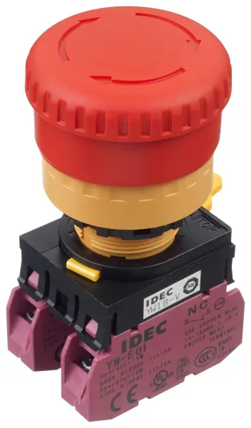 IDEC YW1B-V4E02R Emergency Stop Push Button, DPST-NC, 120V AC