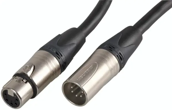 Van Damme 5-Pin XLR DMX Lighting Control Lead, Male to Female, 10m
