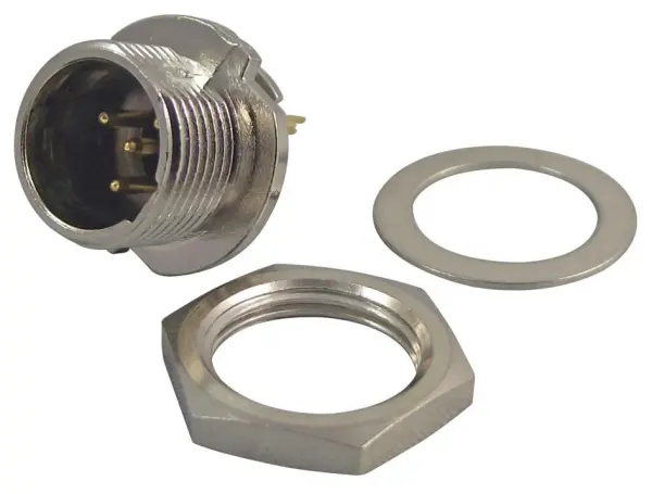 REAN Mini-XLR Connettore a 4 Poli per Pannello, Alloggiamento in Nichel