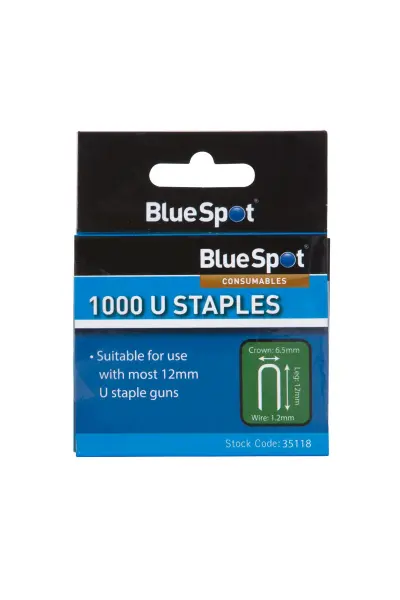 Blue Spot Tools Paquete de 1000 Grapas 12mm en U
