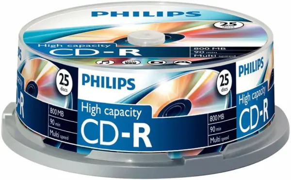Philips 800MB CD-R Blank Discs, Spindle Pack of 25