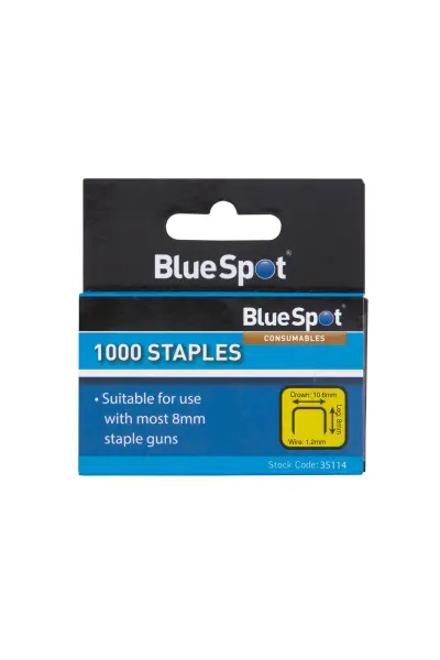 Blue Spot Tools Puntiacco da 8mm Filo Piatto con Corona (Confezione da 1000)