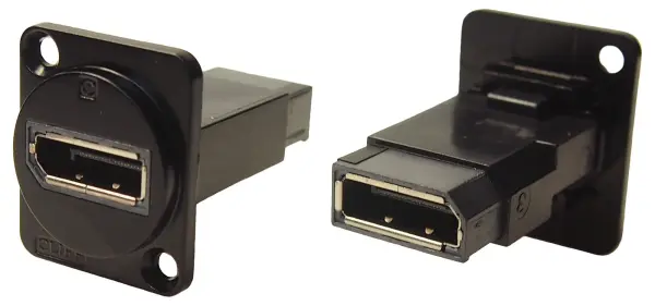 Cliff DisplayPort Socket to Socket Feedthrough Coupler, Metal, Black