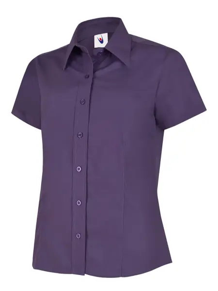 Uneek Camisa Poplin de Manga Corta para Mujer - Morado - XS