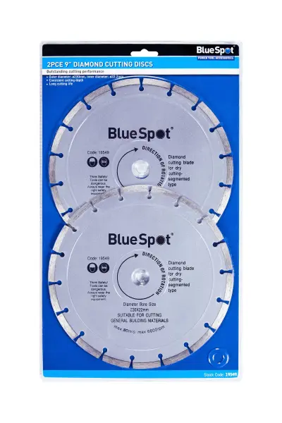 Blue Spot Tools - Paquet de 2 disques diamant segmentés 230mm pour coupe à sec