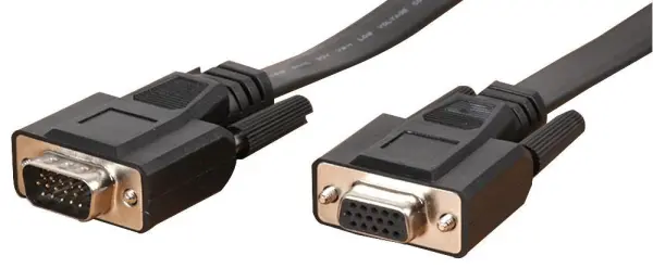 PRO SIGNAL Flat VGA Male to Female Extension Lead, 1m, Black