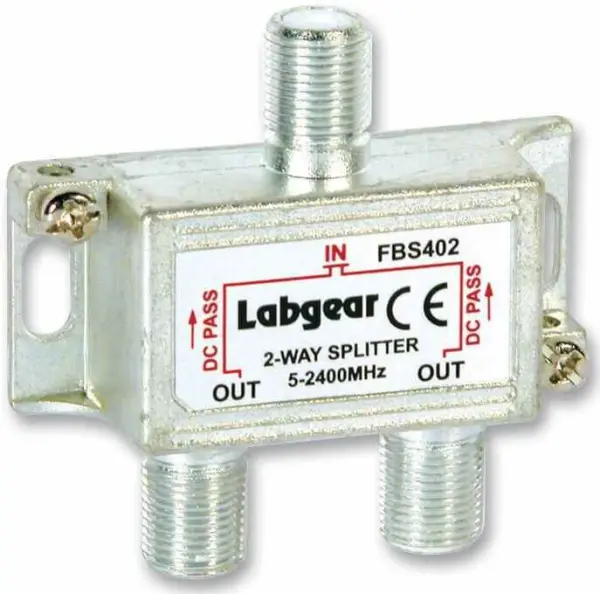 LABGEAR Splitter Broadband 2 Vie, Power Pass, 5-2400MHz