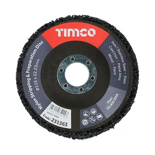 Timco Discos de Lija de Nylon para Desbaste y Preparación, 115mm, Paquete de 10