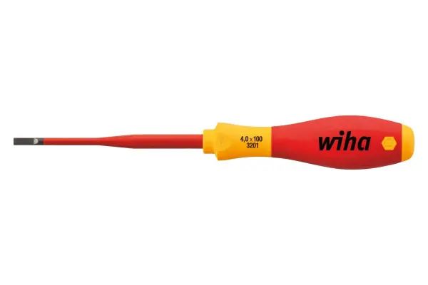 WIHA SoftFinish VDE Insulated SlimFix Slotted Screwdriver 1000V AC - 4.5mm x 125mm
