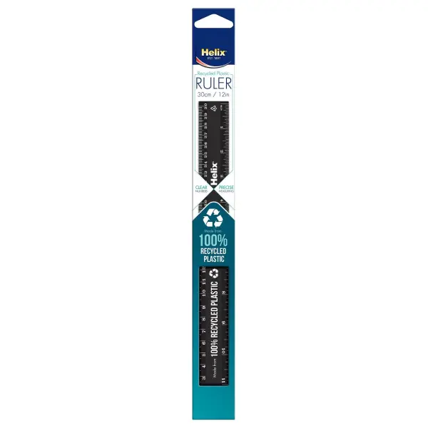 Helix 30cm Recycled Plastic Ruler, Black