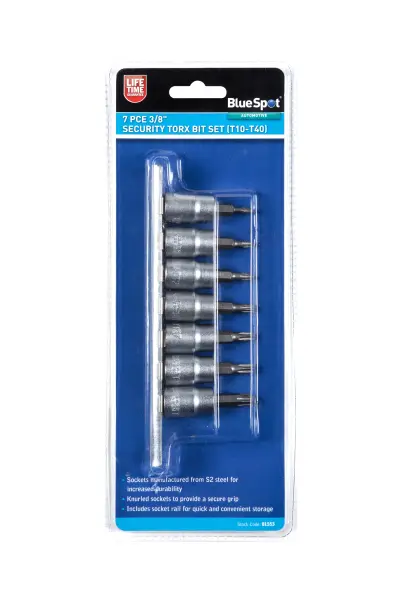 Blue Spot Tools Set Bit Torx Sekuriti 7-Piece 3/8” T10‑T40