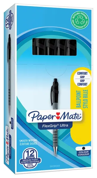 PAPERMATE FlexGrip Ultra Retractable Ballpoint Pens - Black