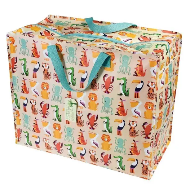 Rex London Colourful Creatures Zipped Shopper Bag, Polyester, 48x55x28 cm
