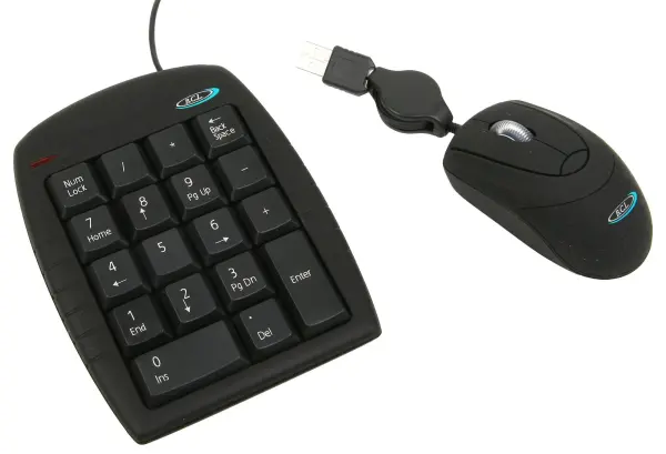 Raraion USB Keypad & Mini Optical Mouse Kit, Black 300g