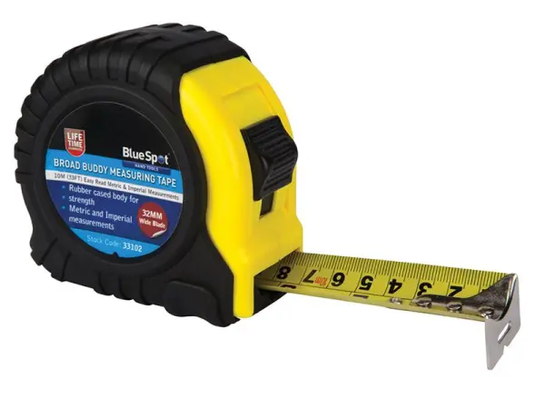 BlueSpot Tools Broad Buddy Pocket Tape, 10m/33ft, 32mm Width