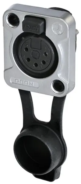 REAN שקע XLR פאנל עם 5 פינים, גודל D, דירוג IP65, כרום