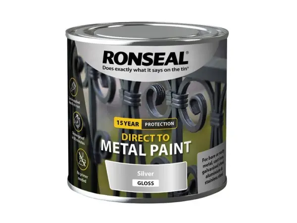 Ronseal צבע מבריק למתכת, כסף, 250 מ'ל